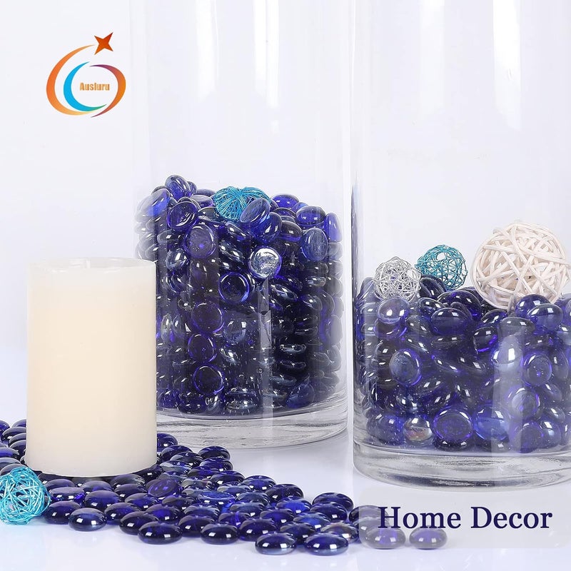 Ausluru 11LB Fire Glass Beads and Marbles for Outdoor Fire Pit and Fireplace, Glass Gemstones for Vase Filler, Aquariums, Hydroponics Plants, Home Decor and DIY Craft, Cobalt - Image 5